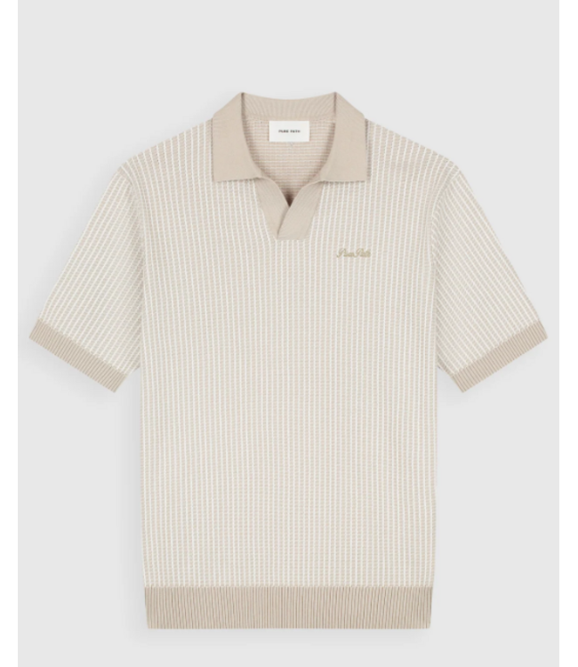 Pure Path 26010807 Polo Gebreid Met Laddersteek - Sand