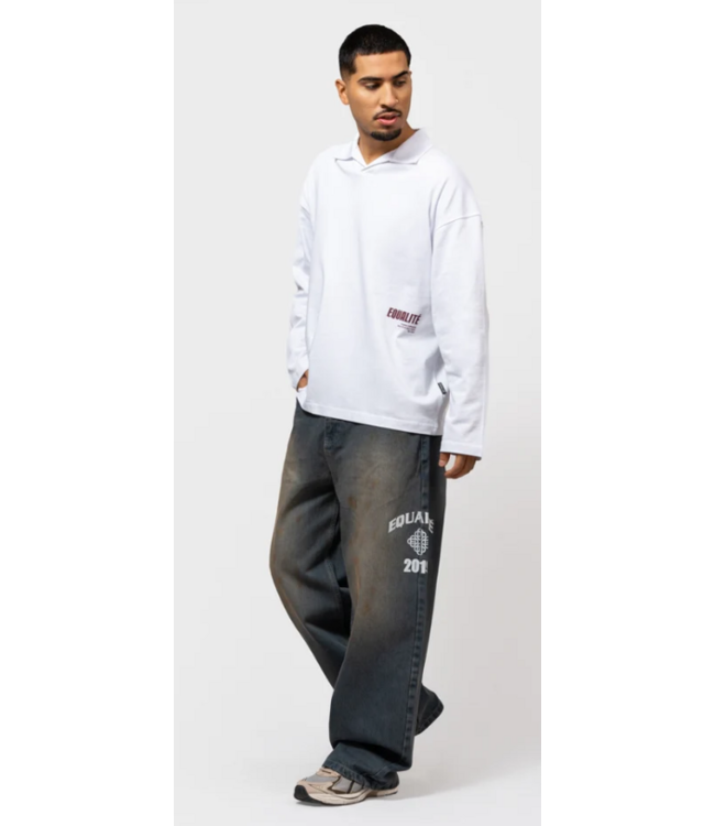 Equalité Equalite Elia Longsleeve Polo  - White & Burgundy