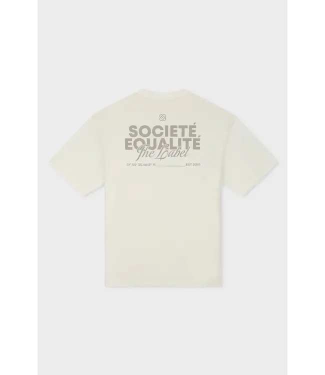 Equalité Equalite Societé  Oversized Tee - Off White & Taupe