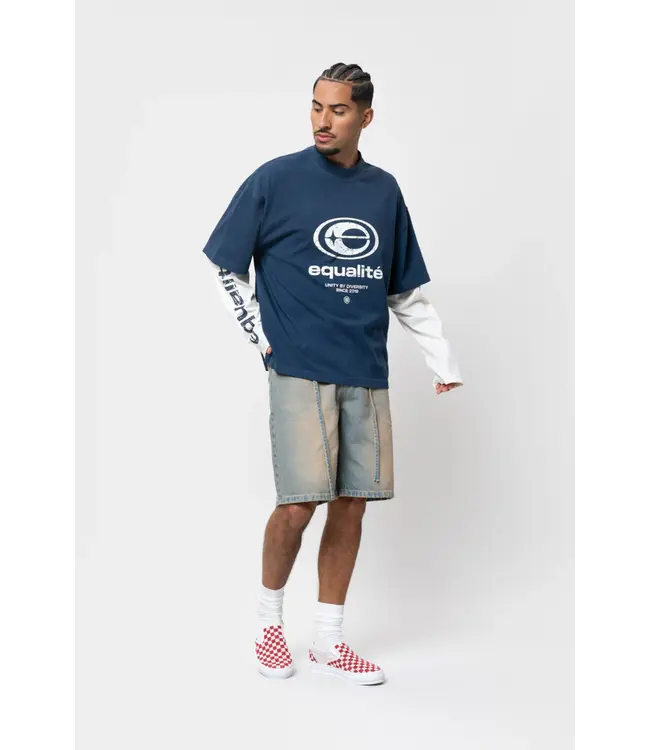 Equalite Elan Double Layer Longsleeve Tee - Navy & Off White