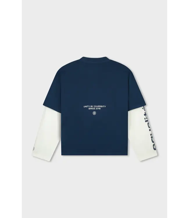 Equalite Elan Double Layer Longsleeve Tee - Navy & Off White