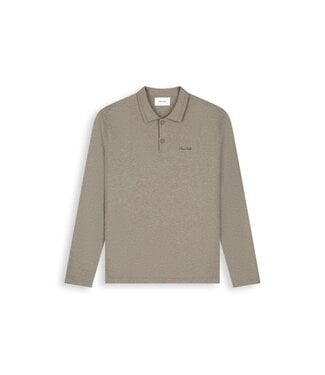Pure Path Pure Path Flat Knit Longsleeve Polo 26030801 - Taupe Melange