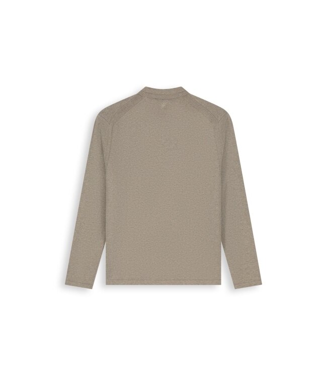 Pure Path Pure Path Flat Knit Longsleeve Polo 26030801 - Taupe Melange