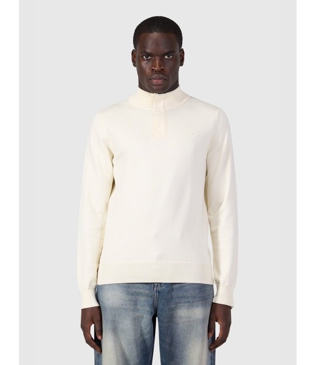 Pure Path Pure Path 26030807 Regular Fit  Knit Hidden Half-zip Sweater - Ecru