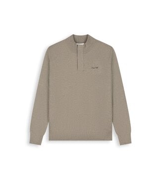 Pure Path Pure Path 26030807 Regular Fit  Knit Hidden Half-zip Sweater - Taupe Melange