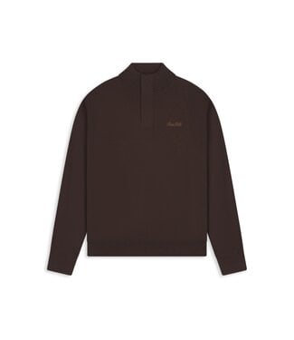 Pure Path Pure Path 26030807 Regular Fit  Knit Hidden Half-zip Sweater - Dark Brown
