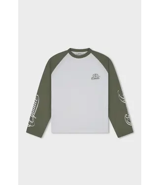 Equalité EQUALITE EQ.26.11.13.19.127 Jett Raglan Longsleeve - White & Basel Green