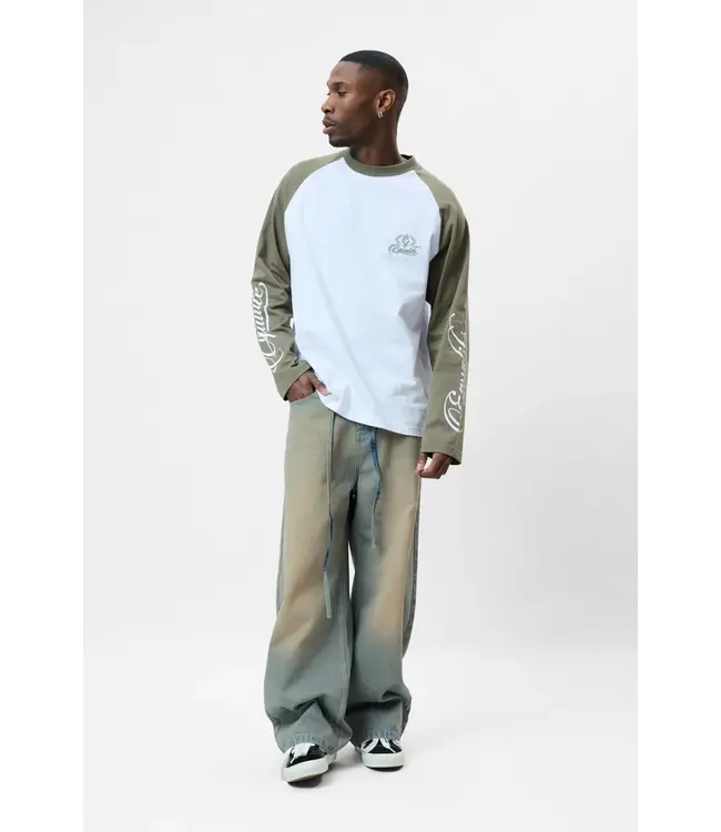 Equalité EQUALITE EQ.26.11.13.19.127 Jett Raglan Longsleeve - White & Basel Green