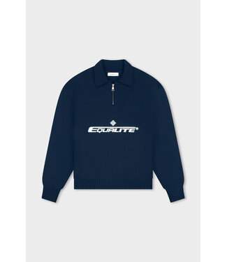 Equalité Knit Polo Quarter Zip Sweater - Navy