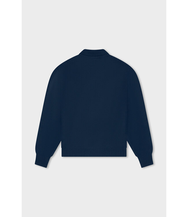 Equalité Knit Polo Quarter Zip Sweater - Navy