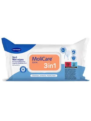 Molicare MoliCare® Skin Verzorgingsdoekjes 3‑in‑1 – alcoholvrij – 50 stuks Molicare MoliCare® Skin Verzorgingsdoekjes 3‑in‑1 – alcoholvrij – 50 stuks