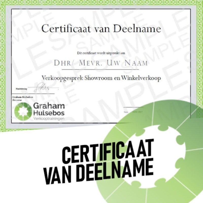 Dedicated Sales Training & Verkooptraining Binnendienst (Op Locatie Graham Hulsebos)