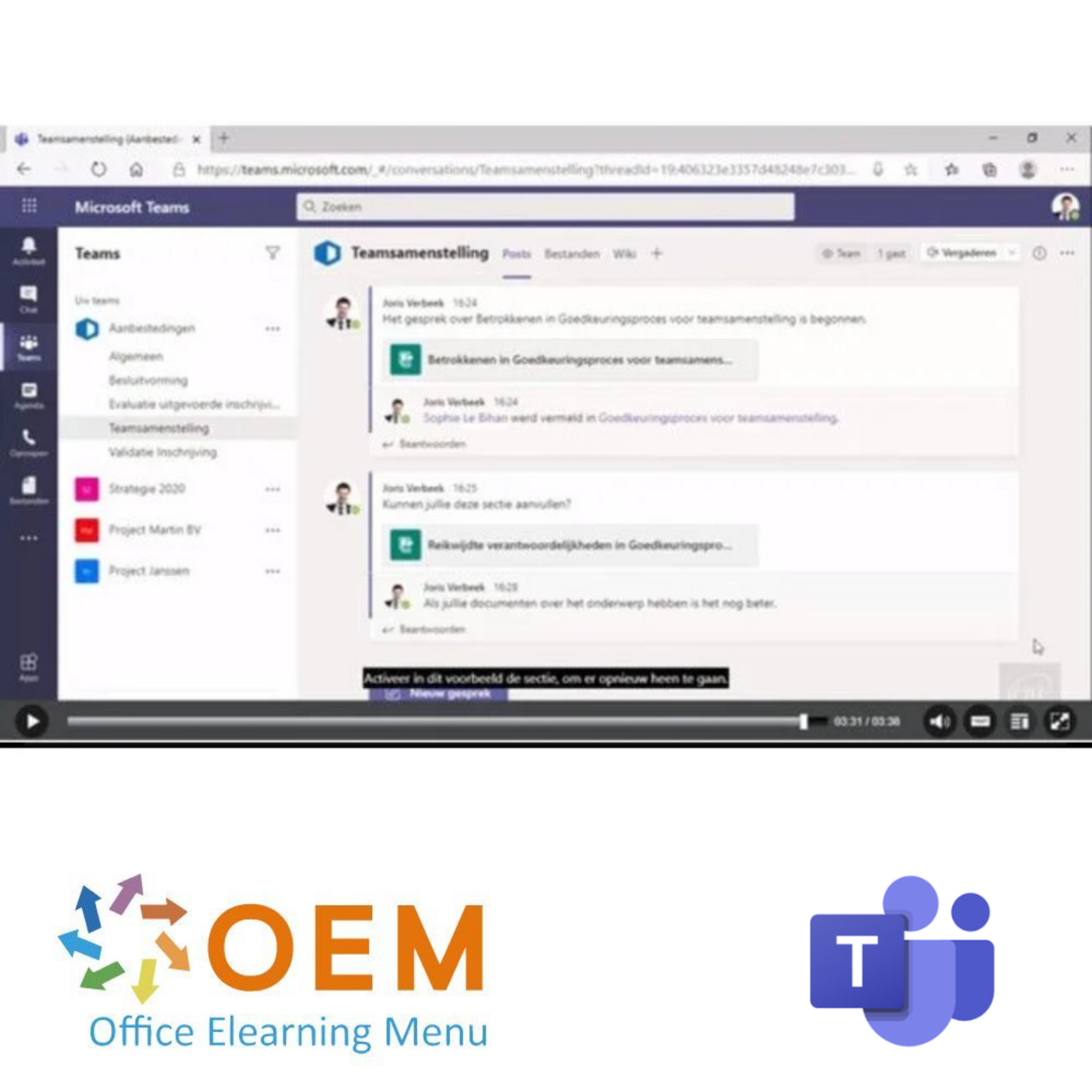 OEM Office Elearning Menu Microsoft Teams voor Online Sales Meetings