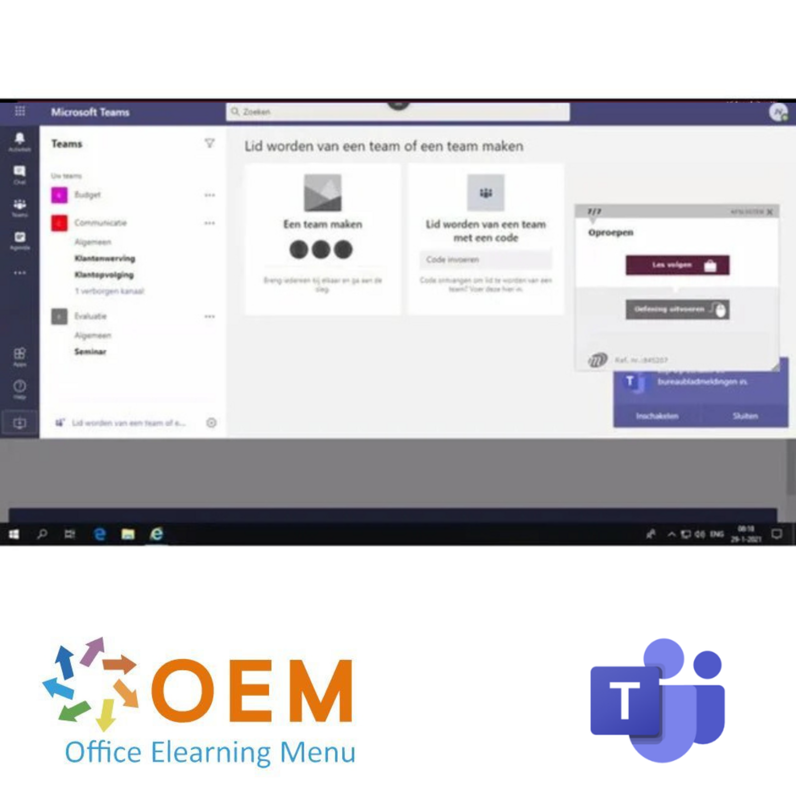 OEM Office Elearning Menu Microsoft Teams for Online Sales Meetings
