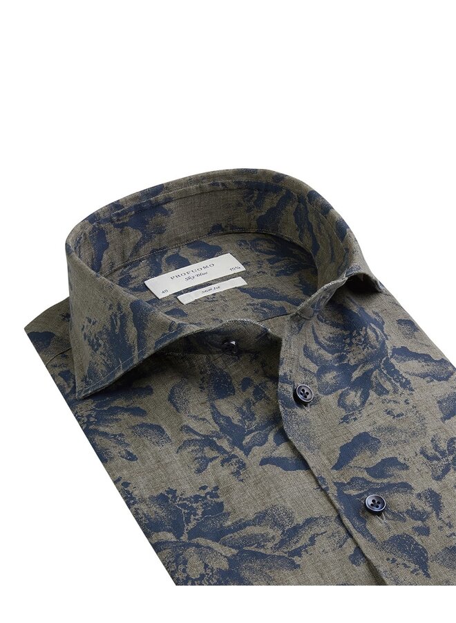 Profuomo Shirt X Cutaway Blue FlowerPrint