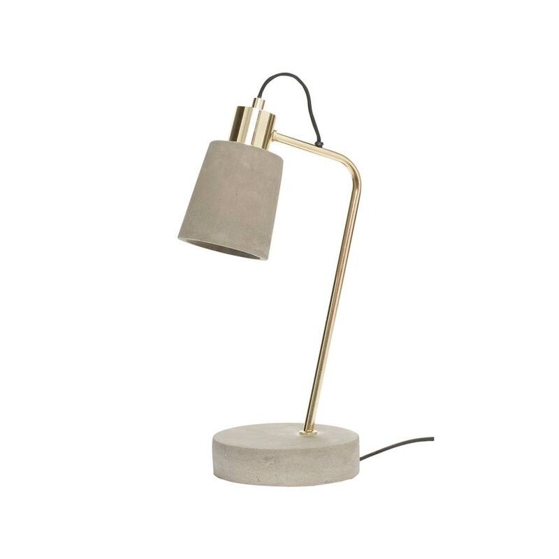 Hubsch Tafellamp beton/messing - grijs, goud - 45 cm