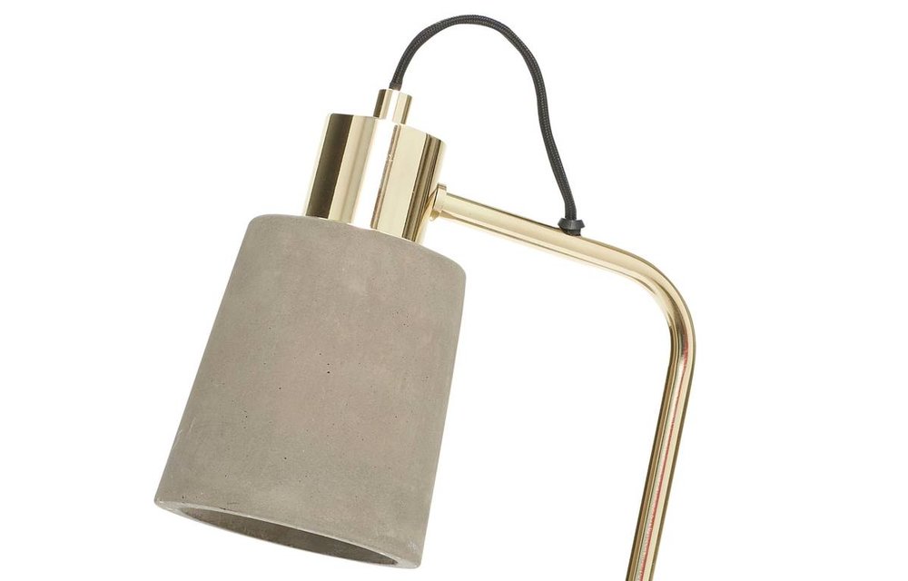 Tafellamp beton/messing - grijs, goud - 45 cm