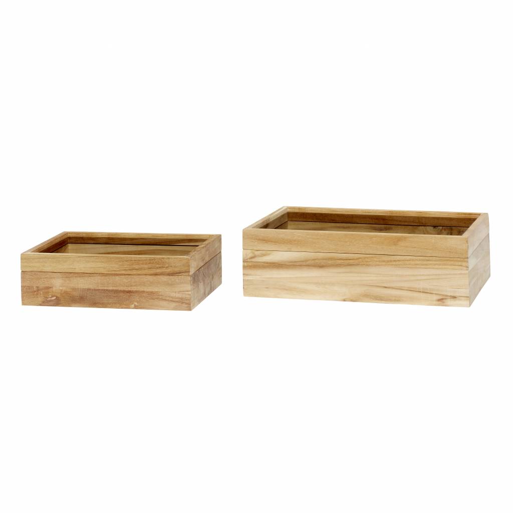 Shop opbergbox hout/glas 2 st. (310229) Gratis verzending &amp; retour