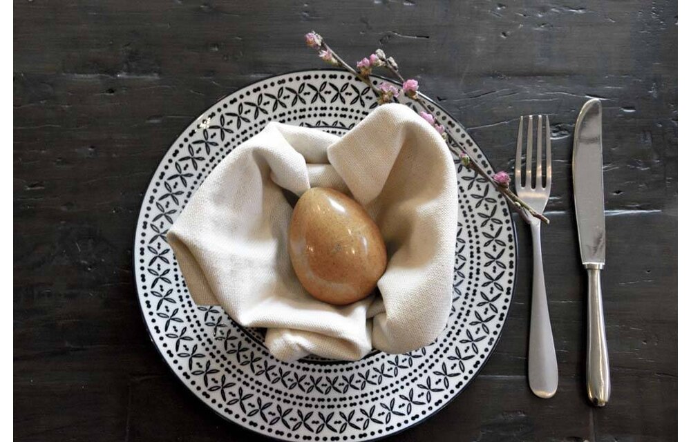 theedoek beige/wit katoen 50 x 70 cm