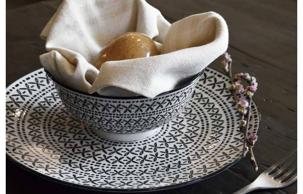 theedoek beige/wit katoen 50 x 70 cm