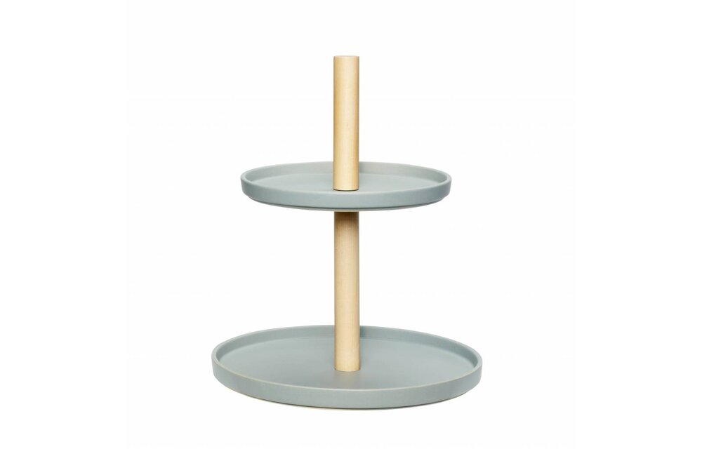 etagère tweelaags aardewerk/hout - blauw