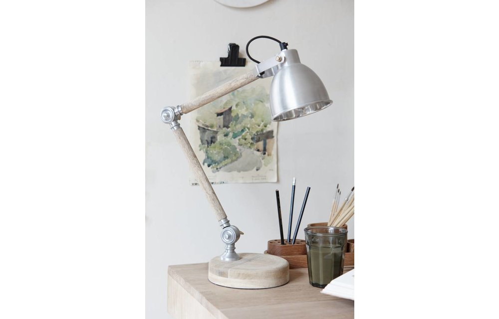 bureaulamp hout/ijzer - 56cm