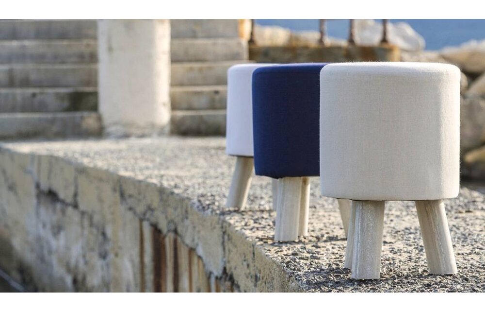 kruk beige/grijs textiel/hout