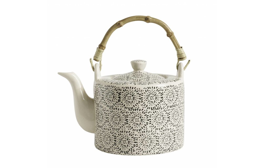 theepot zwart/wit aardewerk