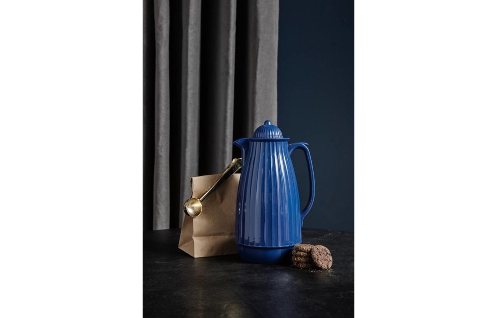 thermoskan blauw kunststof/glas