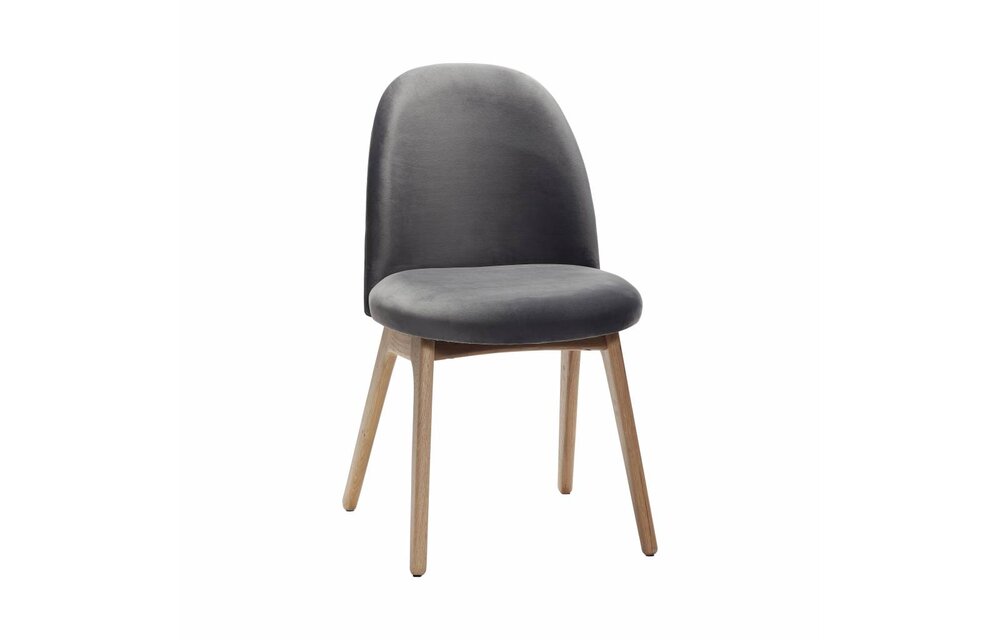 stoel - velours en hout - donkergrijs - 48 x 48 x 84 cm - set van 2