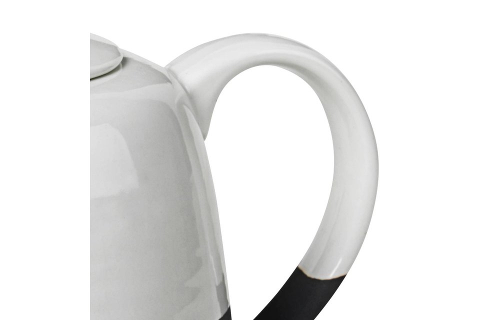 theepot Esrum - wit/zwart aardewerk - 1,3 L