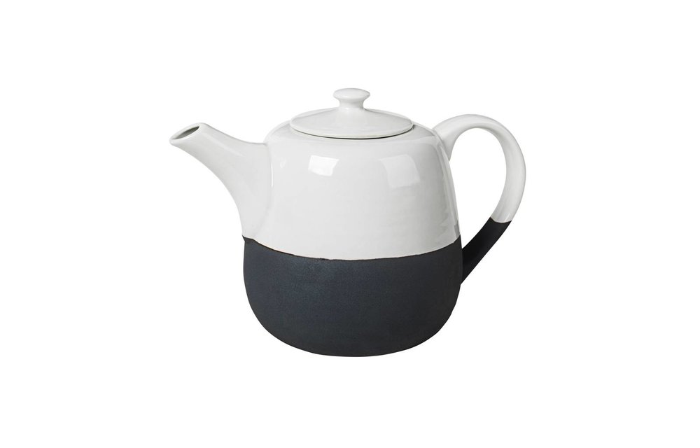theepot Esrum - wit/zwart aardewerk - 1,3 L