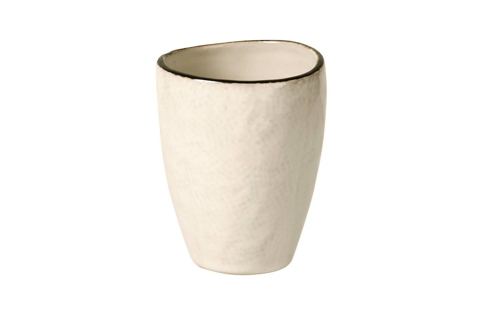 beker/mok Hessian - crème/bruin aardewerk - 250 ml - set van 4