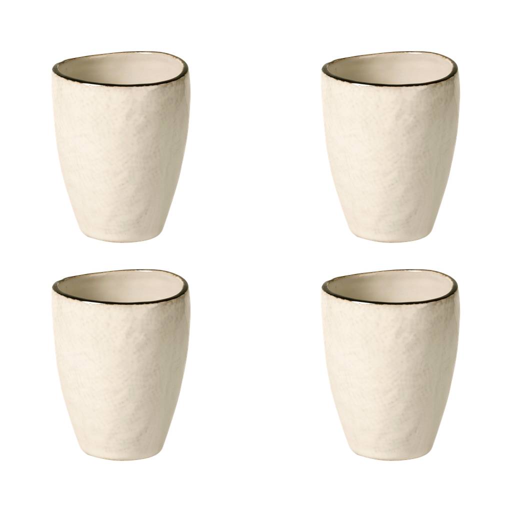 Shop beker/mok Hessian - crème/bruin aardewerk - 250 ml - set van 4 (14533070) - Gratis verzending & - Winkel voor Thuis