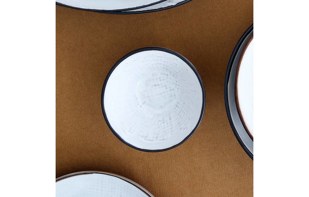 beker/mok Hessian - crème/bruin aardewerk - 250 ml - set van 4