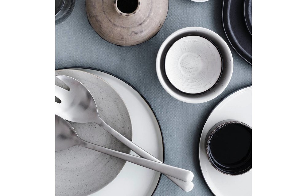 beker/mok Hessian - crème/bruin aardewerk - 250 ml - set van 4