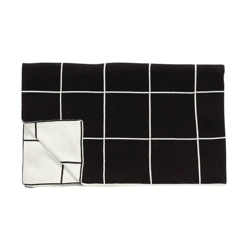 Hubsch plaid met patroon - zwart/wit katoen - 130 x 200 cm Hubsch plaid met patroon - zwart/wit katoen - 130 x 200 cm