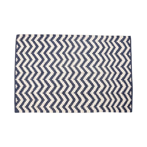 Hubsch vloerkleed visgraat patroon blauw/wit - 120 x 180 cm Hubsch vloerkleed visgraat patroon blauw/wit - 120 x 180 cm