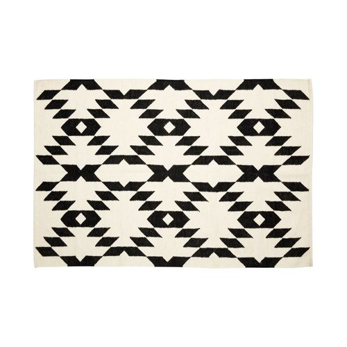 Hubsch Vloerkleed Geweven Patroon - zwart/wit wol - 180 x 120 cm Hubsch Vloerkleed Geweven Patroon - zwart/wit wol - 180 x 120 cm