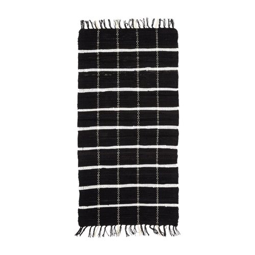 Hubsch Tapijt Blok Patroon - Zwart/Wit katoen - 120 x 60 cm Hubsch Tapijt Blok Patroon - Zwart/Wit katoen - 120 x 60 cm