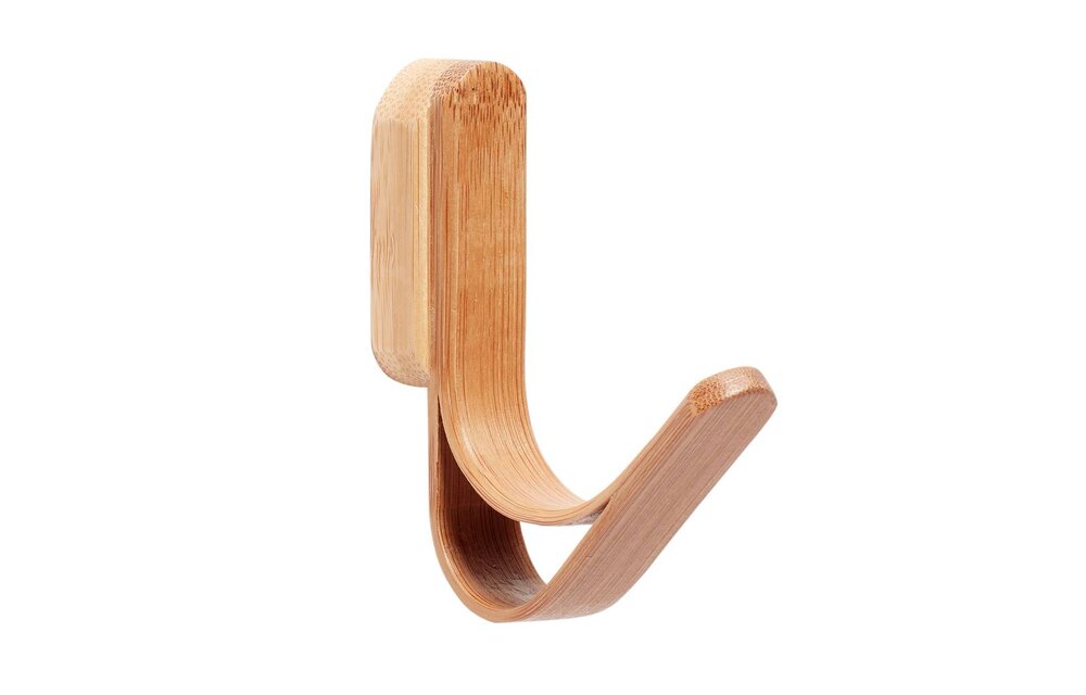 Kapstokhaak enkel - bruin bamboe/hout - set van 2