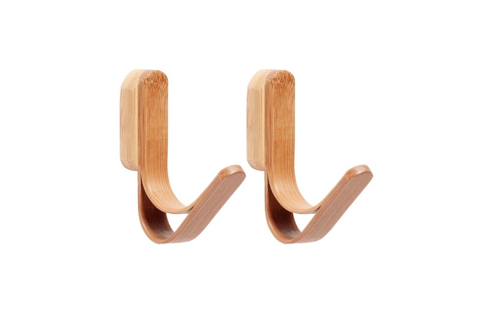Kapstokhaak enkel - bruin bamboe/hout - set van 2
