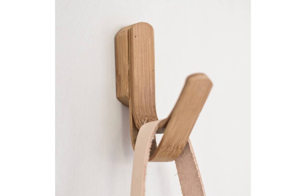 Kapstokhaak enkel - bruin bamboe/hout - set van 2