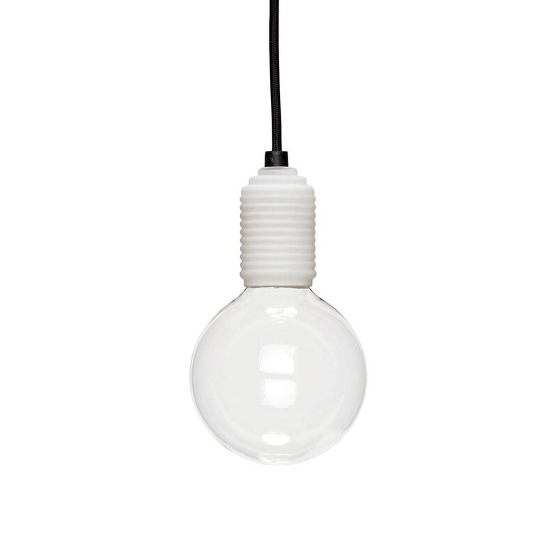 Hubsch Lamp, glas, wit, met lamp / zwarte draad