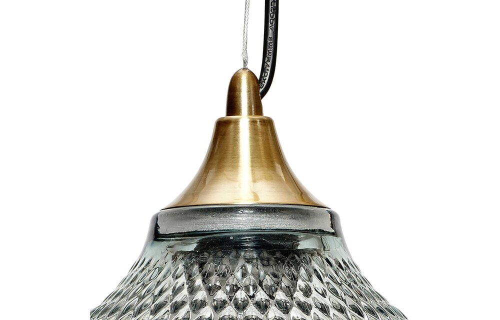 Hanglamp - 950101 - Glas, Messing - 22 x H32 cm - Blauw