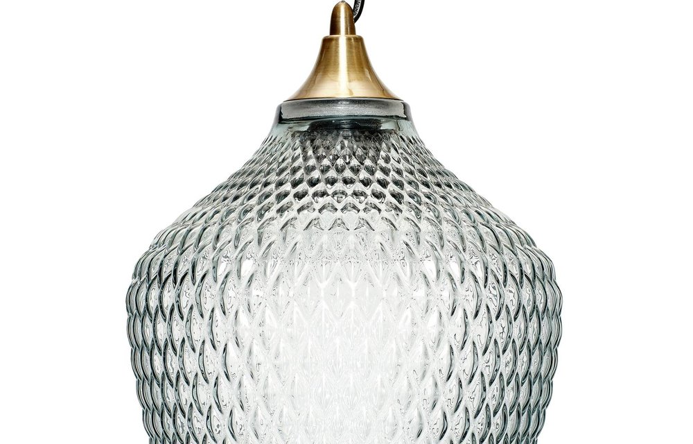 Hanglamp - 950101 - Glas, Messing - 22 x H32 cm - Blauw