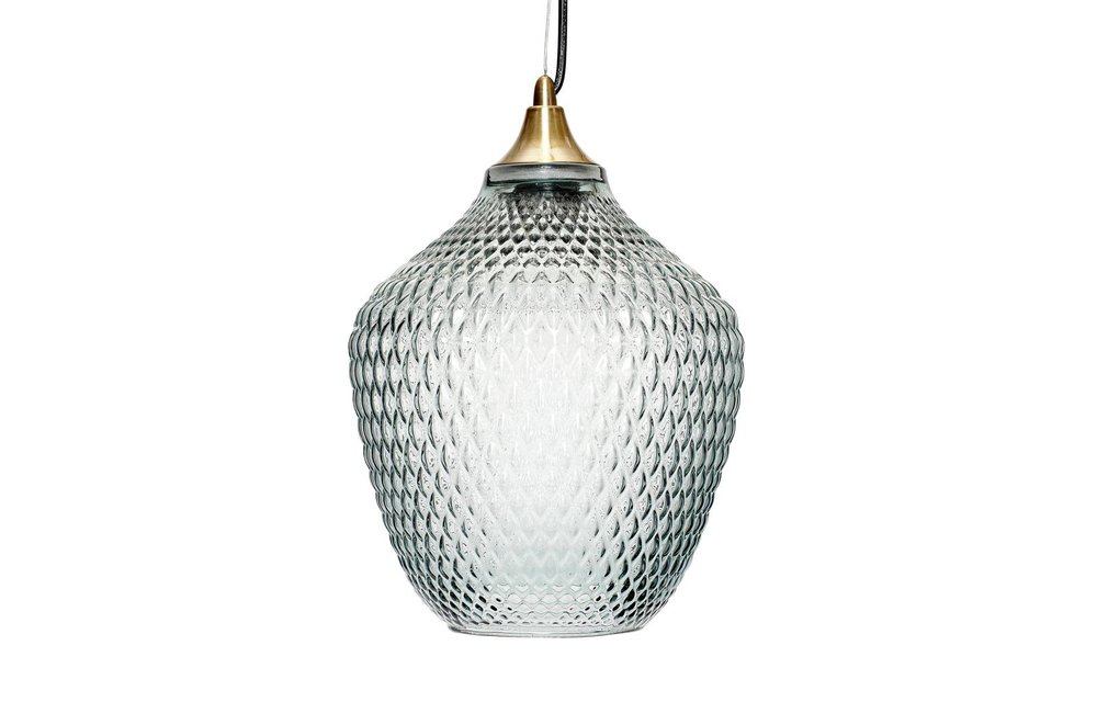 Hanglamp - 950101 - Glas, Messing - 22 x H32 cm - Blauw