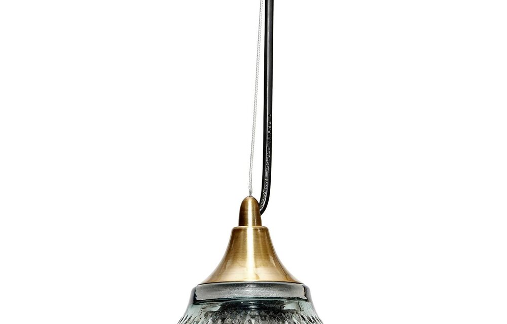 Hanglamp - 950101 - Glas, Messing - 22 x H32 cm - Blauw