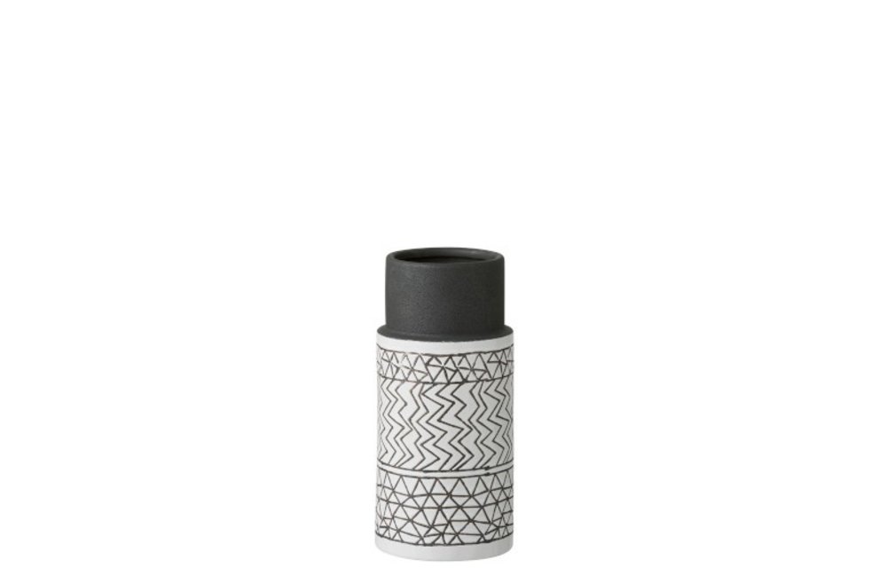 Vaas Patroon Keramiek Zwart/Wit - ø14,5 x 30,5 cm