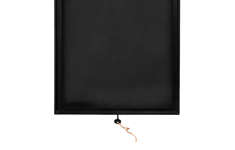 Menukast/display box, zwart metaal en glas, 36 x 49 cm